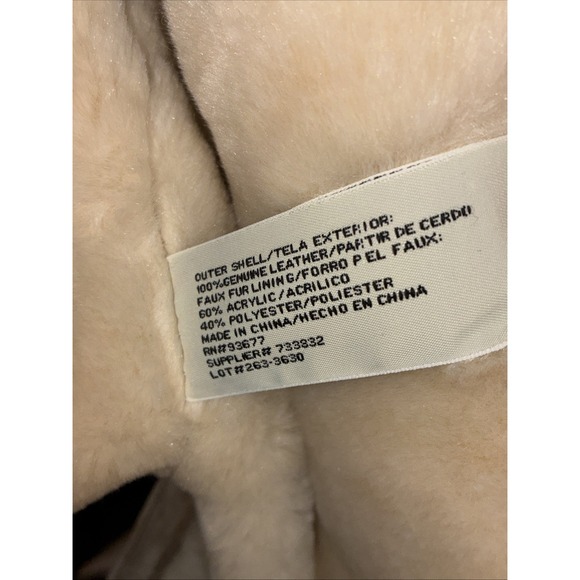 Vintage St. John's Bay Washable Tan Leather Suede & Faux Shearling Fur Coat- Lar - Picture 14 of 16